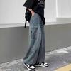 Men's Spring and Autumn Handsome Hip-hop Work Pants Teenager Mid-waist Loose Retro Jeans
