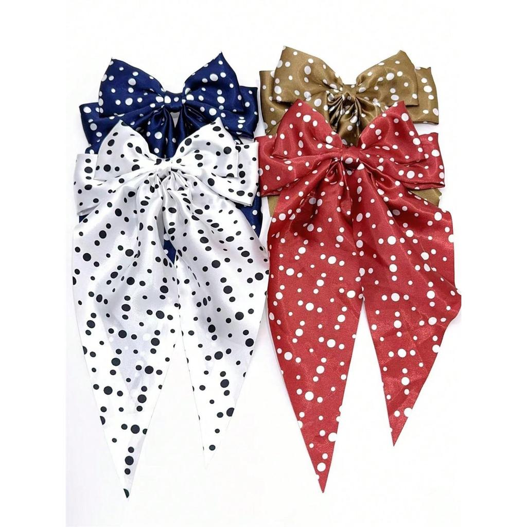 6 spring clip streamers bow hair clips for women