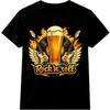 Rock N Roll T Shirt Beer Guitar Wings Vintage Music Graphic Retro Bar Pub Tee