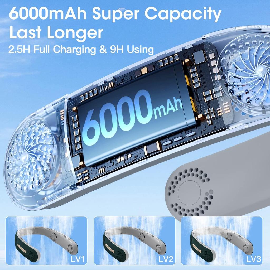 4000mAh Rechargeable Portable Neck Hanging Air Conditioner Cooling Without Blades