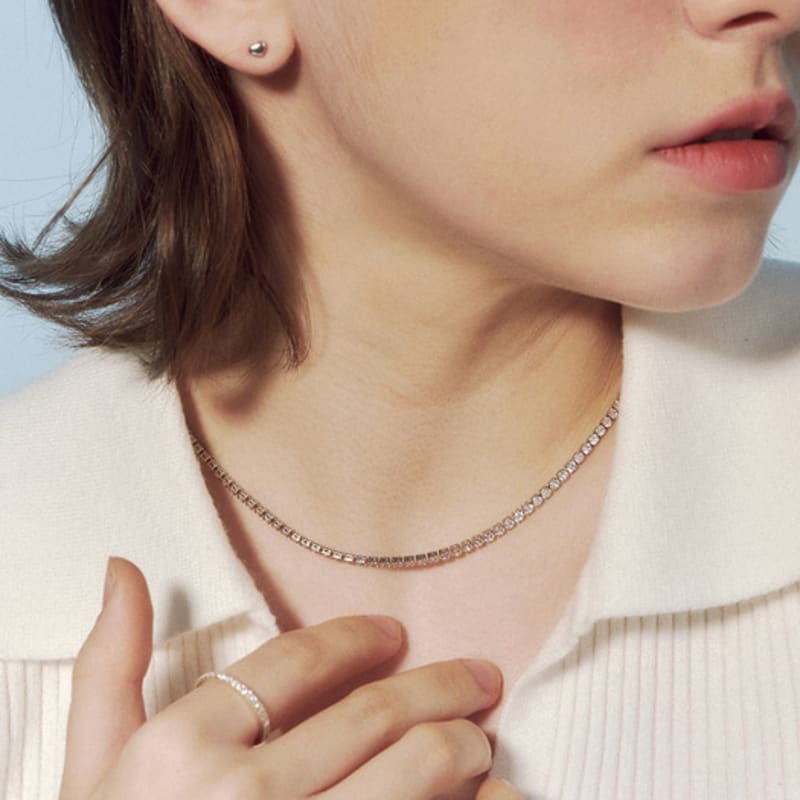 JUDY AND PAUL Terra Simple Square Tennis Necklace