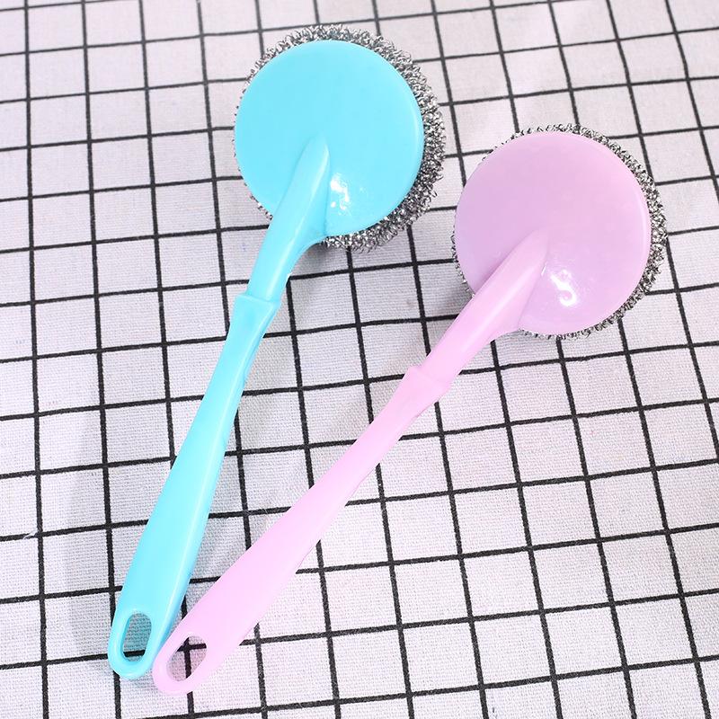 Stainless Steel Wire Ball Brush Cleaning Kitchen Pot Tableware Cleaner Scrub Rust Remover Dish Strong Tools With Handle 20pc/lot
