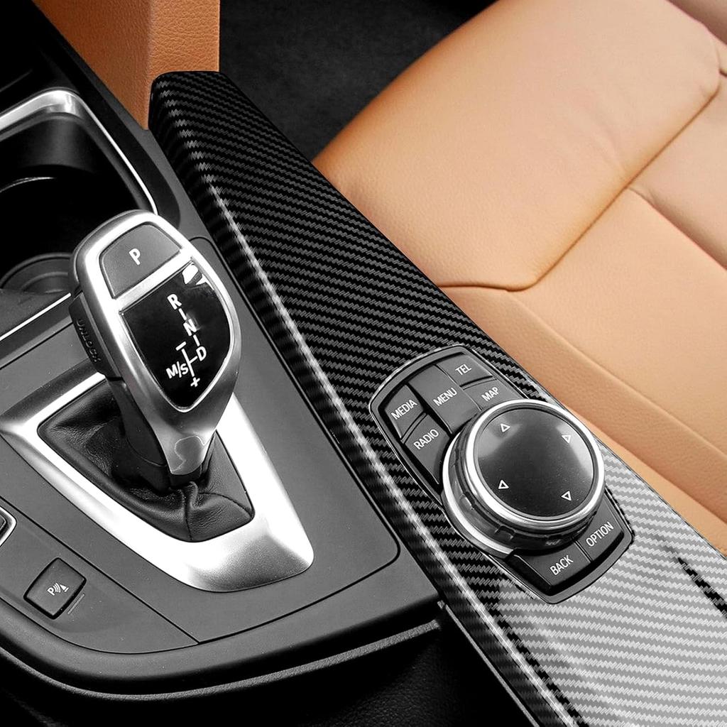 for BMW Multimedia Panel Cover, F30 Carbon Fiber Style Panel Trim Cover Car Center Console for 3 Series F30 F31 F32 F34 F36 328i 320i 335i 330i 435i