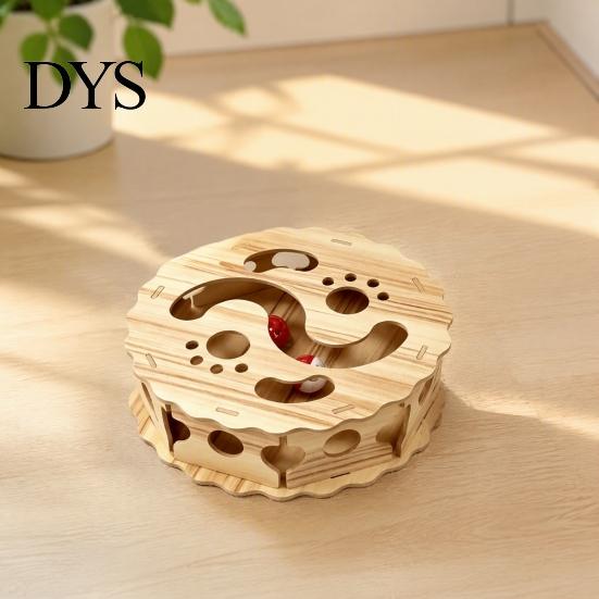 Mental Stimulation for Cats Interactive Cat Toy with Rolling Balls, Durable Density Board Scratching Wooden Ball Toys Toy, Anxiety Relief Maze