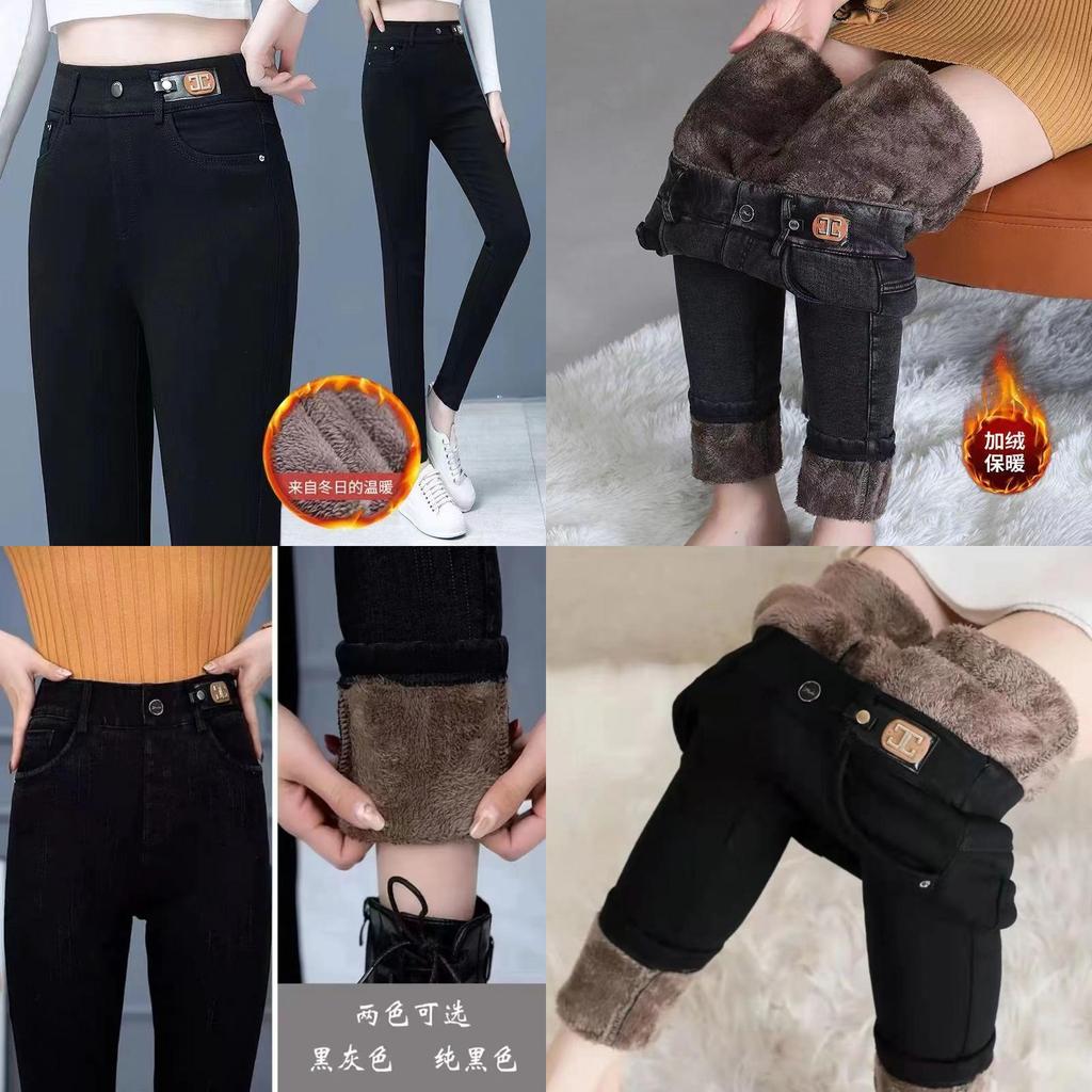 Urban Style Womens Skinny Jeans With High Waist And Thick Fleece For Winter Comfort