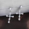925 Sterling Silver Cross Stud Earrings with Zirconia for Women – No Piercing Needed