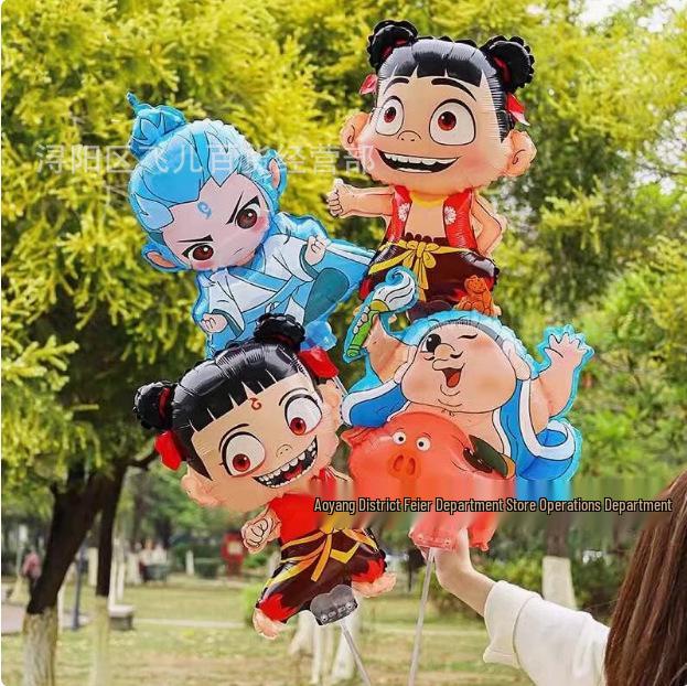 Nezha and Ao Bing 3D Cartoon Foil Balloons for Birthday Party Decoration