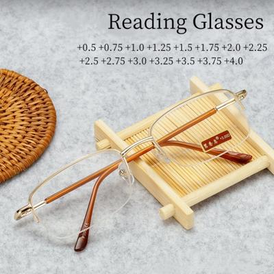 Men Women Anti-blue Light Square Reading Glasses Unisex Ultralight High Definition Far-sighted Metal Frame Prescription Eyewear