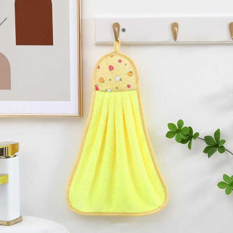 1Pc Kitchen Hand Towel Hanging Type Super Absorbent Coral Fleece Bathroom Enlarged Thickened Hand Towel Rag Dishcloth