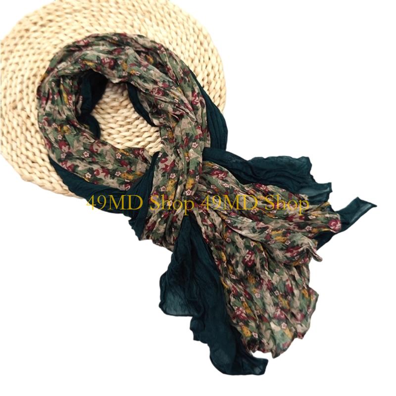 49MD Fashion Crinkled Scarf Stylish Layering Neckwear Polyester Long Scarf For Women