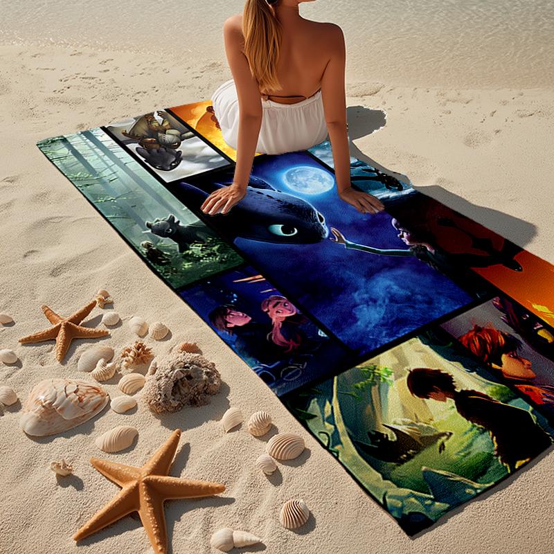 Dragon's Glimmering Fish Beach Towel, Super Soft Microfiber, Gift for Her/Him, Birthday, for Pool, Beach, Travel, Home Decor Fan gifts