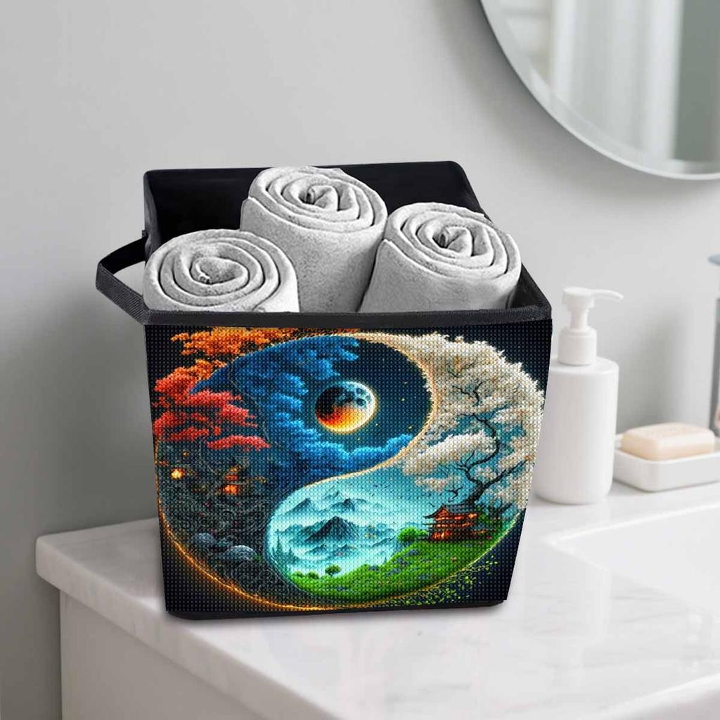 Light and Darkness 5D Diamond Painting Storage Basket Full Round Drill Mosaic Diamond Embroidery Cross Stitch Kits Home Decor Home Decor