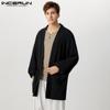 INCERUN Men Batwing Sleeve Open Front Thin Kimono Cardigan Tops