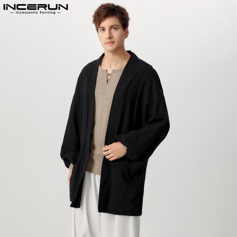 INCERUN Topuri cardigan subțiri kimono cu mâneci liliac pentru bărbați