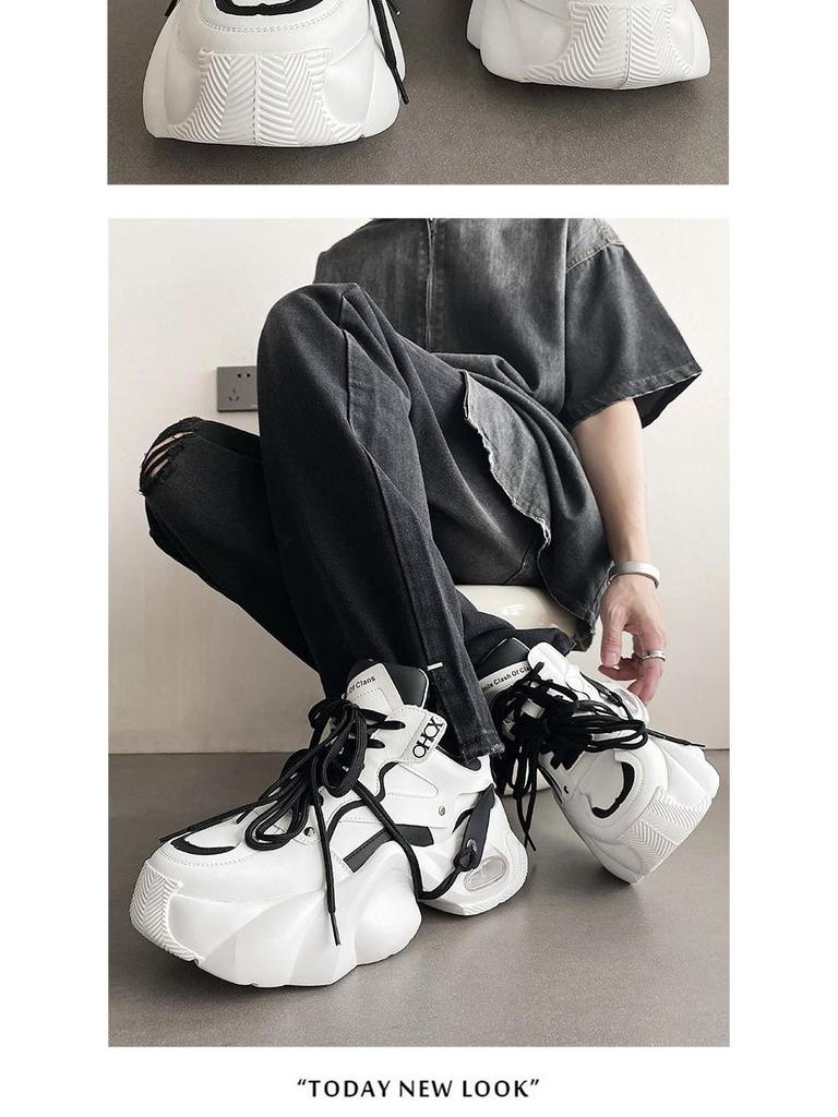 European Trendy Men's Breathable Dad Shoes 2025 - Thick Sole, Height-Increasing Casual Sneakers