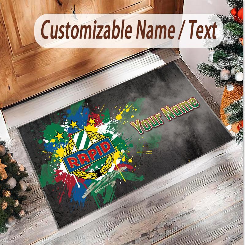 Personalized Crystal Velvet Carpet Rapid Wien FC Pattern Non Slip Floor Rug