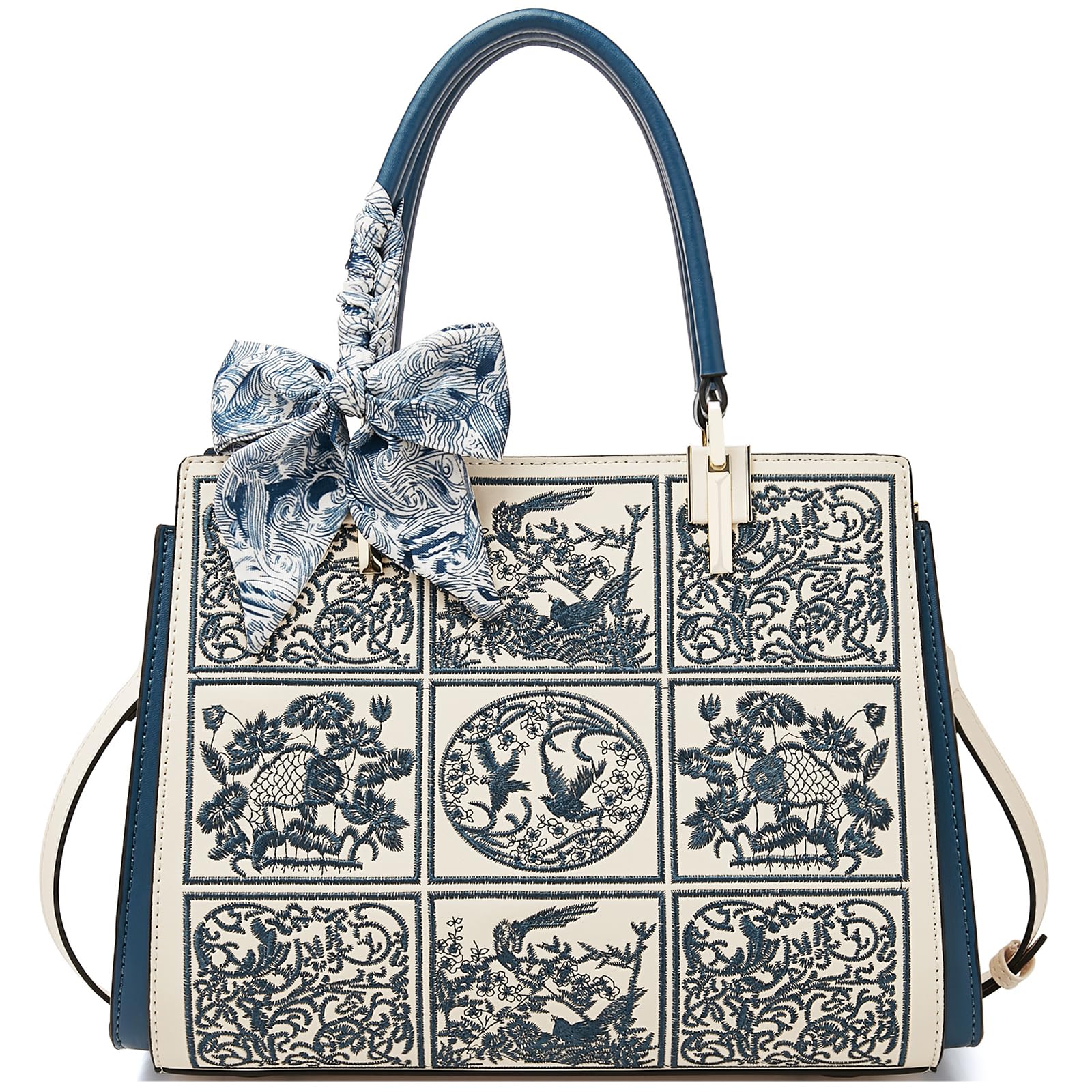 FOXLOVER Embroidered Handbag for Women, Popular ShoulderCrossbody Bag with Dividers, Stylish Cowhide Leather, Perfect for Weddings, Entrance