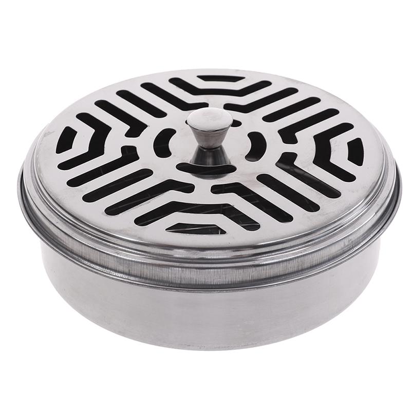 Portable Stainless Steel Mosquito Coil Box Outdoor Anti-mosquito Coil Seat with Lid Mosquito Coil Box