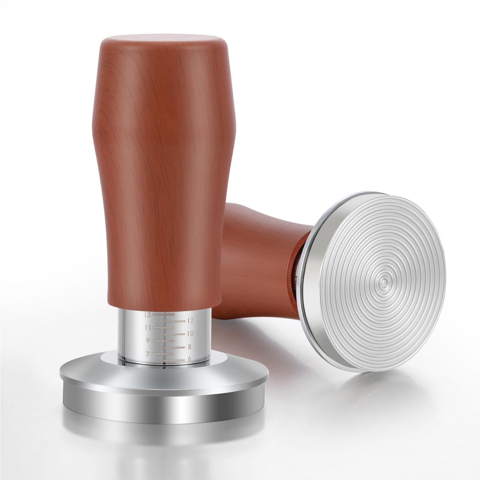 

Aoresac 54mm Espresso Tamper Stainless Steel Handle and Stand Ripple Base Coffee Tamper with 15lb 25lb 30lb Replacement 54MM коричневый