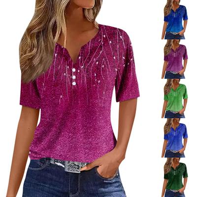 Women's Fashion Casual Short Sleeve Floral Print Top