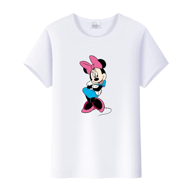 Kawaii Disney Cartoon Minnie Printed T Shirt Women Fashion Mickey Mouse White Oversized T Shirt Female Clothes Ladies T-shirts