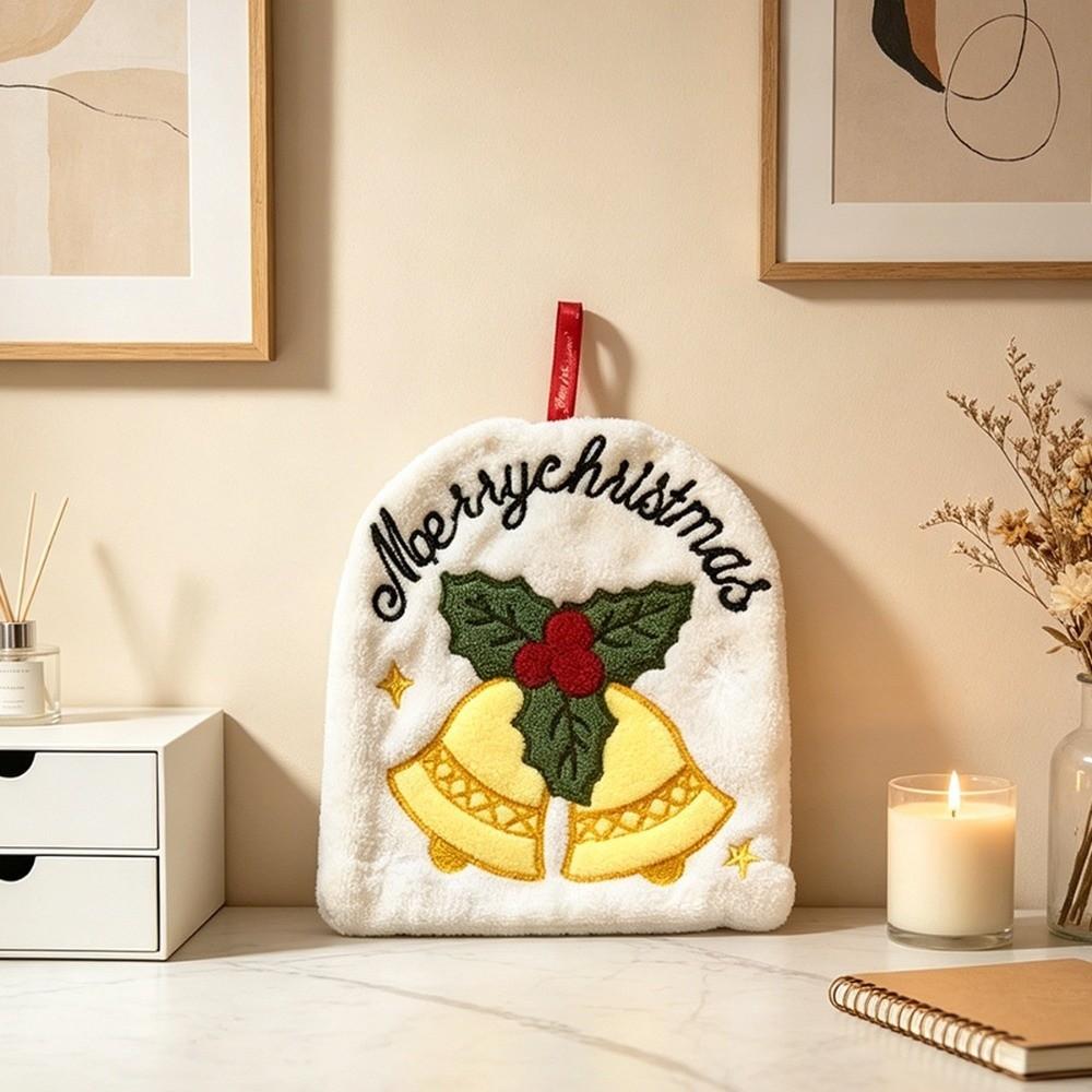 Coral Fleece Christmas Hand Towels Quick-drying Cleaning Dishcloths Xmas Decor