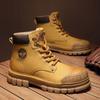 Fashion Italian Handsome Motorcycle Boots Thick Soled Wear-resistant Men's Workwear Boots Trendy Men's Genuine Leather Short Boots