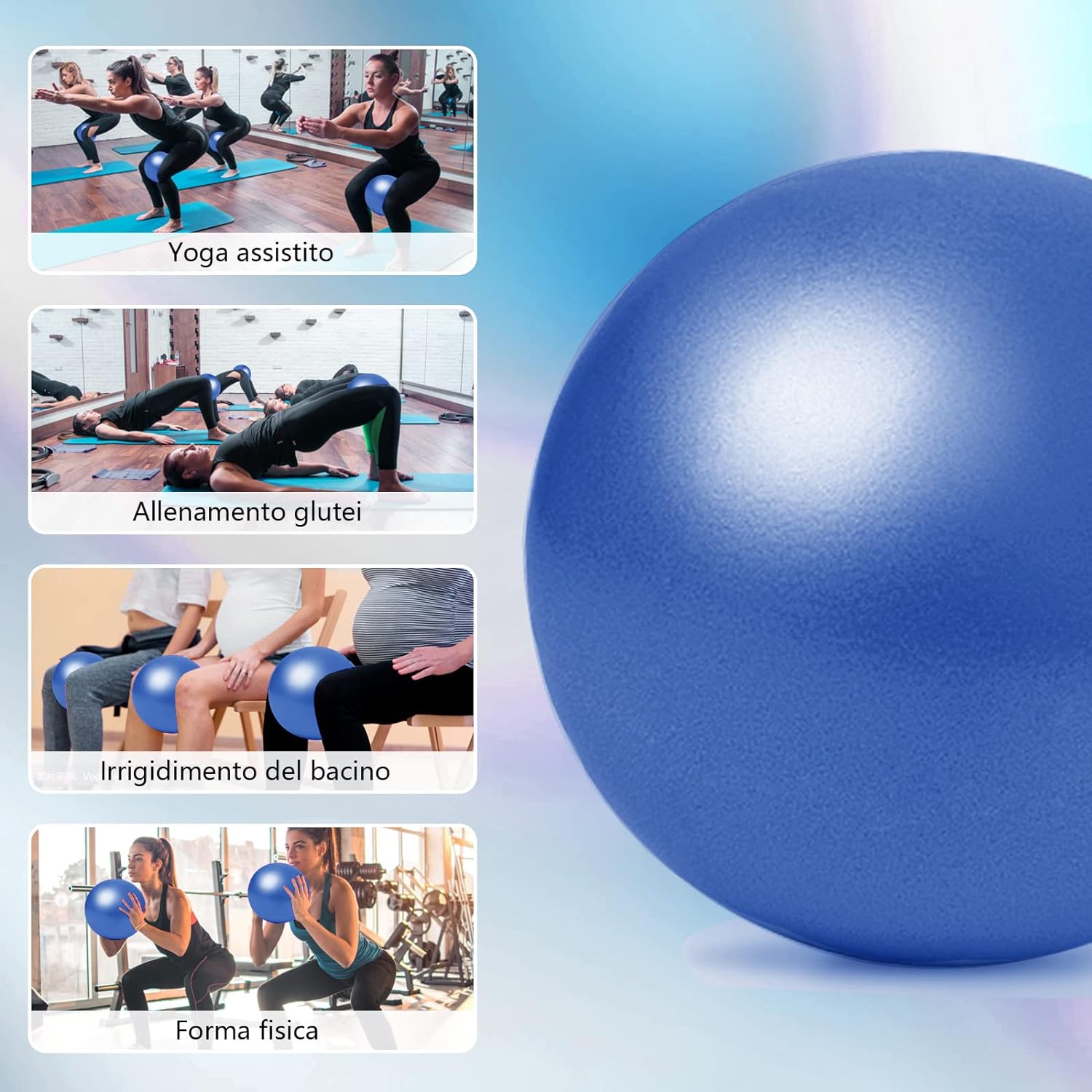 Palla Yoga/Pilates Piccola - Diametro 15 Cm, In PVC, Per Allenamento Gambe, Addominali, Rilassamento
