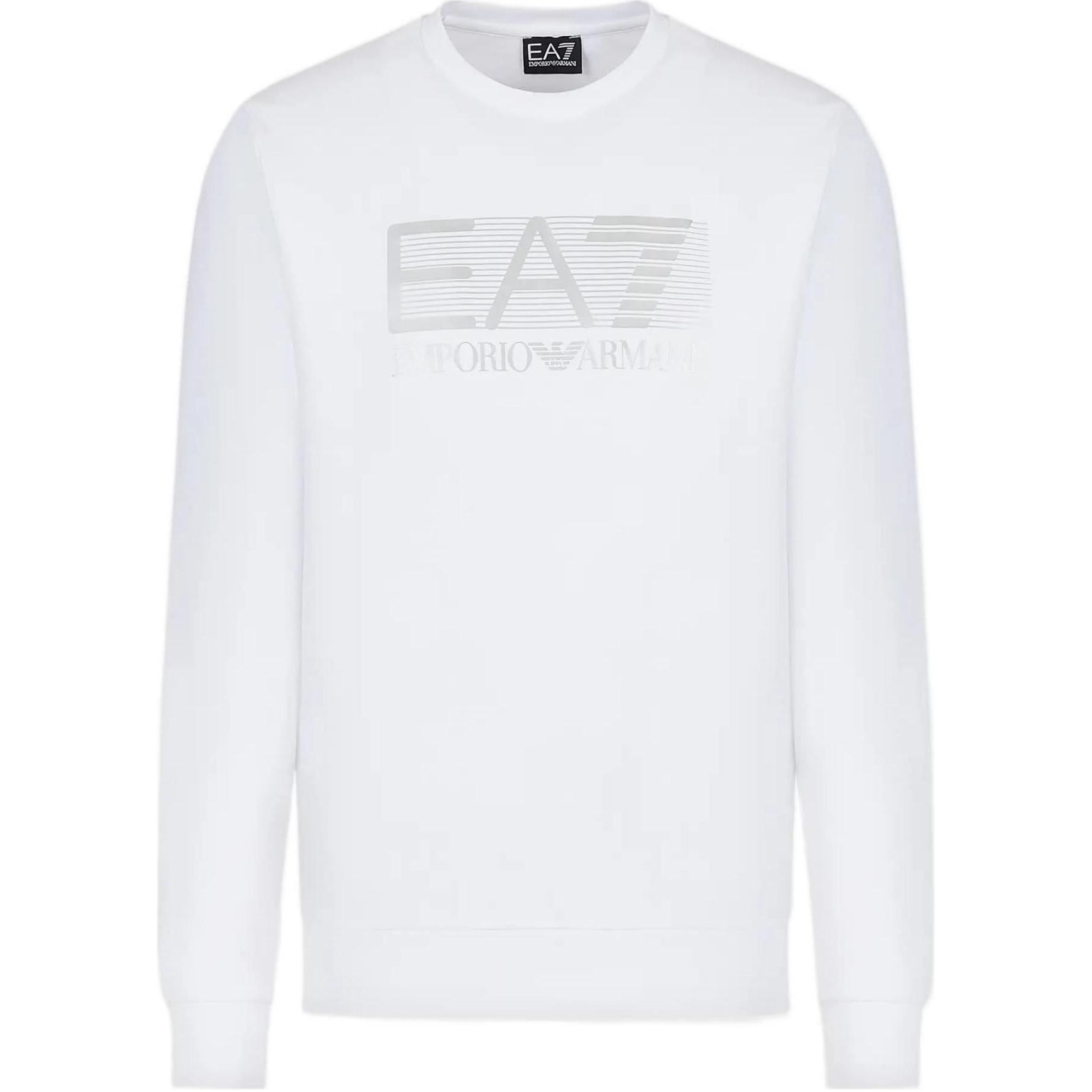 Emporio Armani FW22 EA7 Sorozat Betűs Logó Nyomott Kerek Nyakú Hosszú Ujjú Pulóver Férfi pulóver Fehér 6LPM60-PJ05Z-0100 XXL white