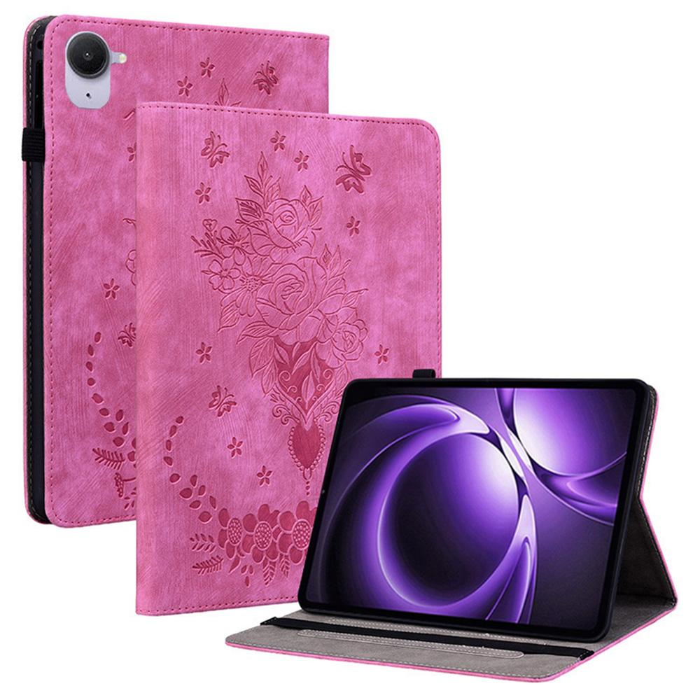 For Xiaomi Redmi K Pad Case Card Holder Anti-Scratch Leather Cover Rose Flower Imprint
