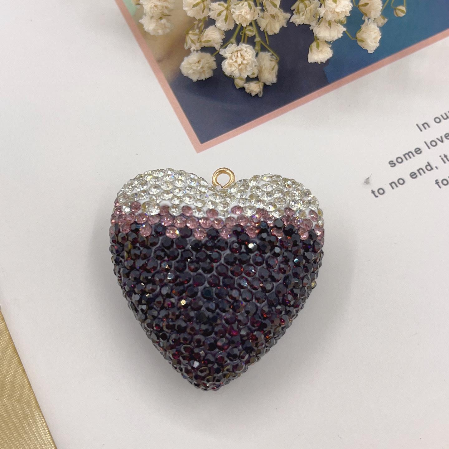 Gradient Heart Polymer Clay Keychain - Cute Style Pendant Ornament