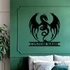 Custom Flaming Dragon Wall Art Decor, Farmhouse Wall Decoration, Metal Flaming Dragon Art, Custom Names, Porches, Patio Presents