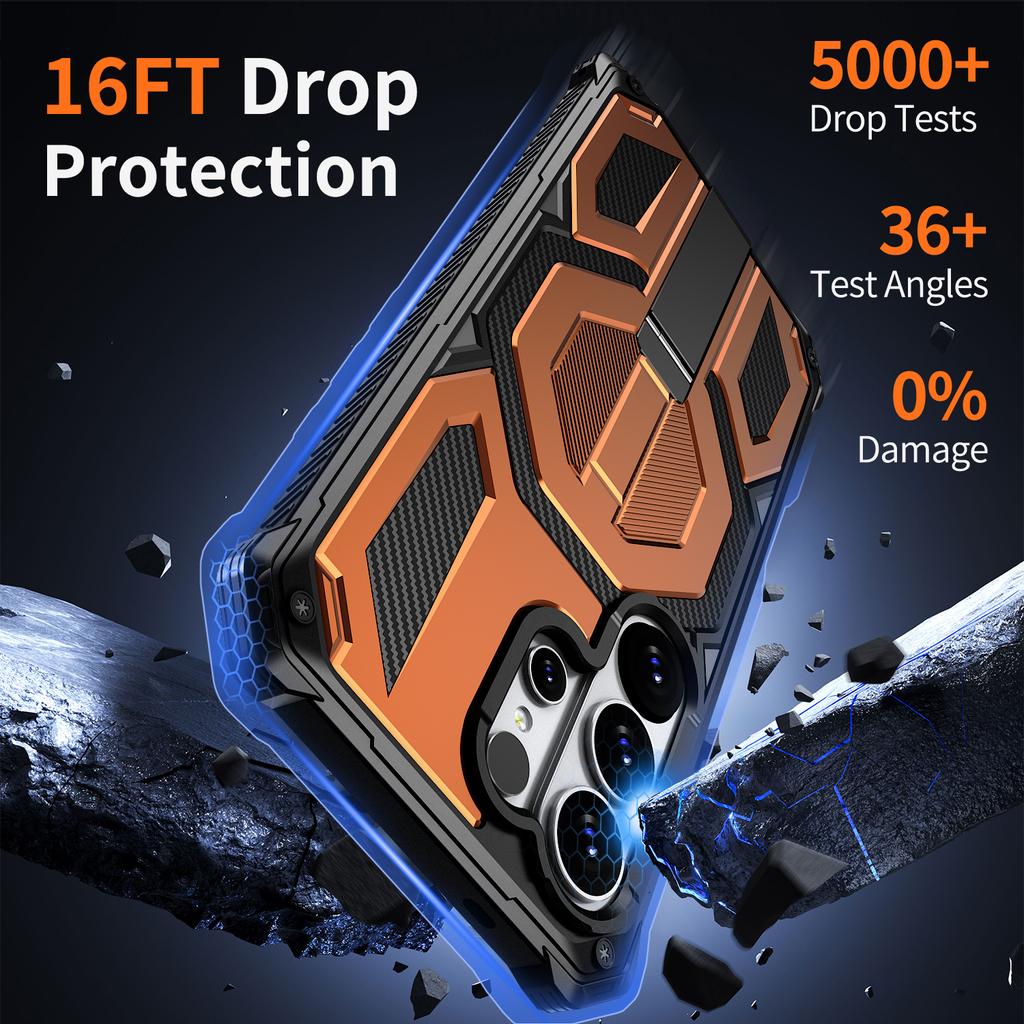 For Samsung Galaxy S26 Ultra Magnetic Case Rotating Kickstand PC + TPU Shockproof Drop-proof Phone Cover