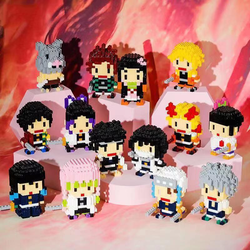 Demon Slayer Diamantové kostky Stavebnice Kreslený Anime Nezuko Tanjirou Zenitsu Inosuke Kanawo Shinobu Tengen Dětské hračky chlapec