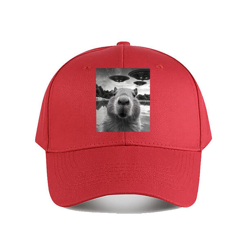 Capybara Close Up UFO Alien Invasion Lake Scene Baseball Cap Fashion Unisex Sunhat Womens Outdoor Sports