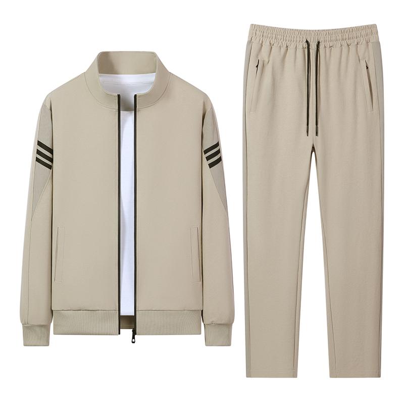 Sports Two-piece Set Plus Size Set Men's Spring And Autumn Standing Collar Cardigan Casual Loose Running Suit Two-piece Set