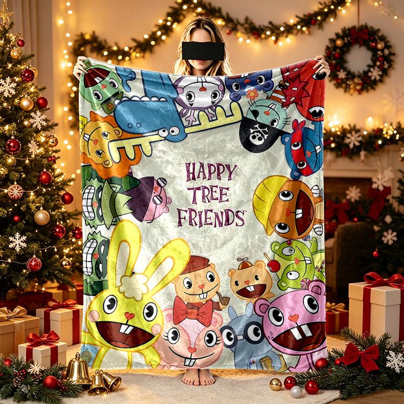 1pc Digital Print Nap Blanket, Bright Cartoon Characters Blanket for Home Use, All Season Warmth, Christmas and Valentine's Day Gift Blanket