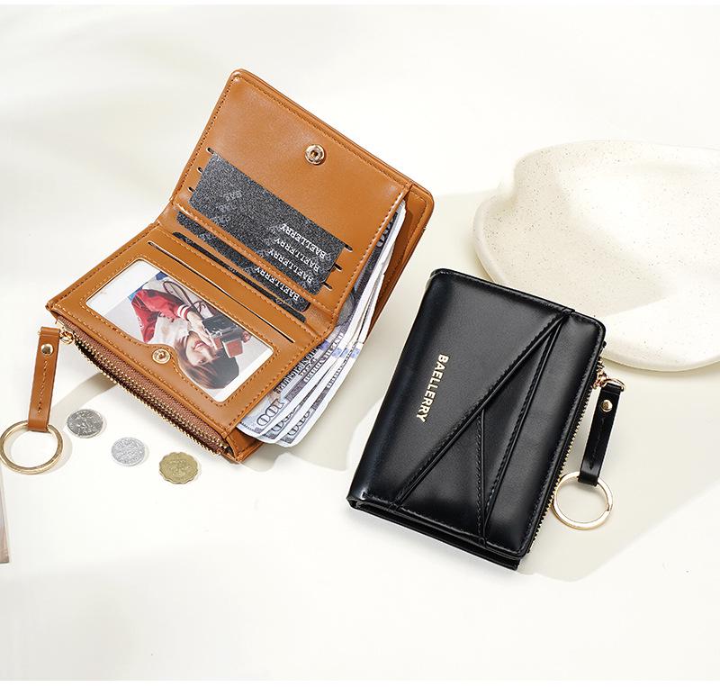 Women's Multi-Card Slot Holder: Anti-Magnetic Zipper Coin Purse, Portable Keychain Card Holder, and ID Storage Bag.
