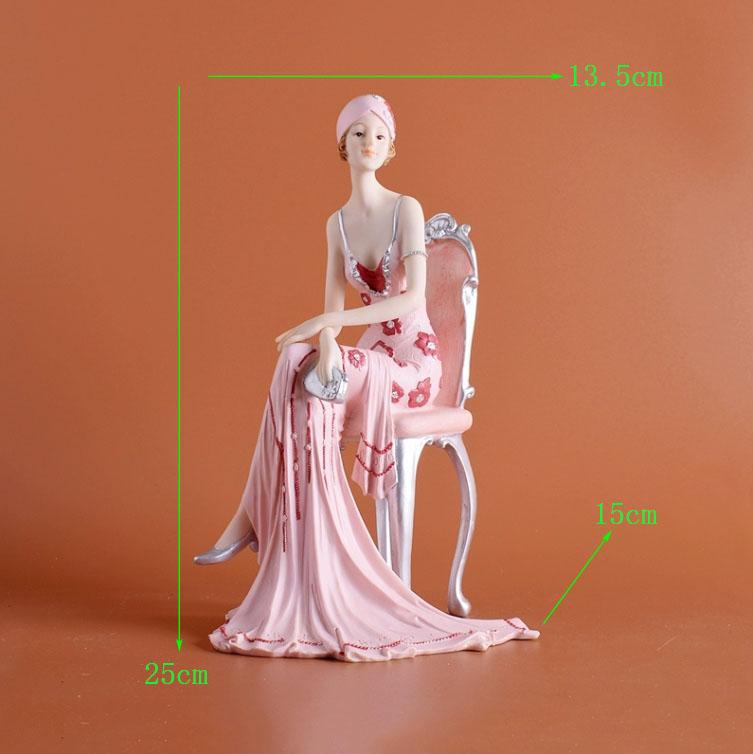 European Resin Statue Accessories Girl Beauty Character Home Livingroom Table Figurines Crafts Decoration Wedding Birthday Gifts