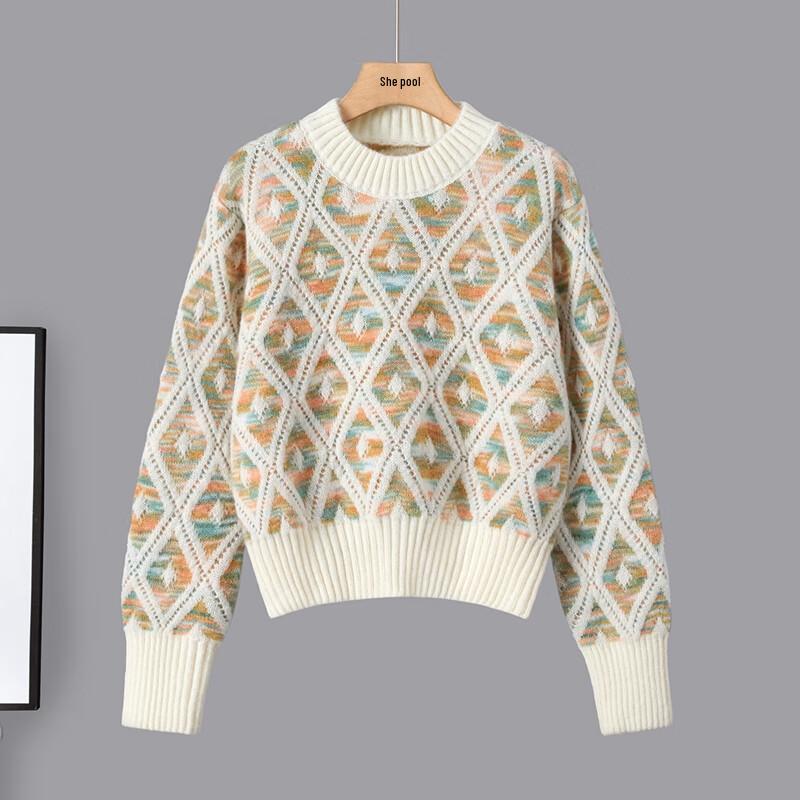 Dam Höst 2025 Lös Rundhals Långärmad Färgblockströja