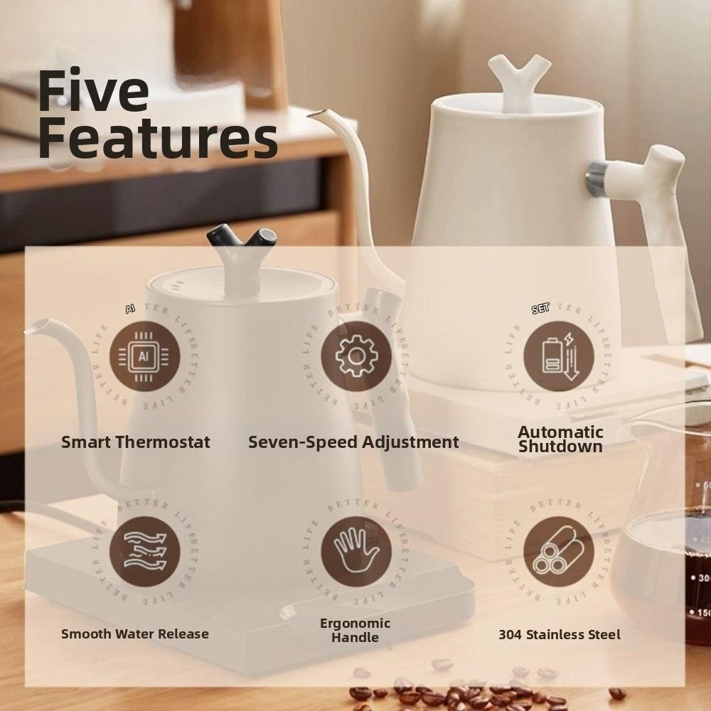 Adjustable Temperature Pour Over Coffee Kettle Heating Base Electric Water Pot  Brew Tea