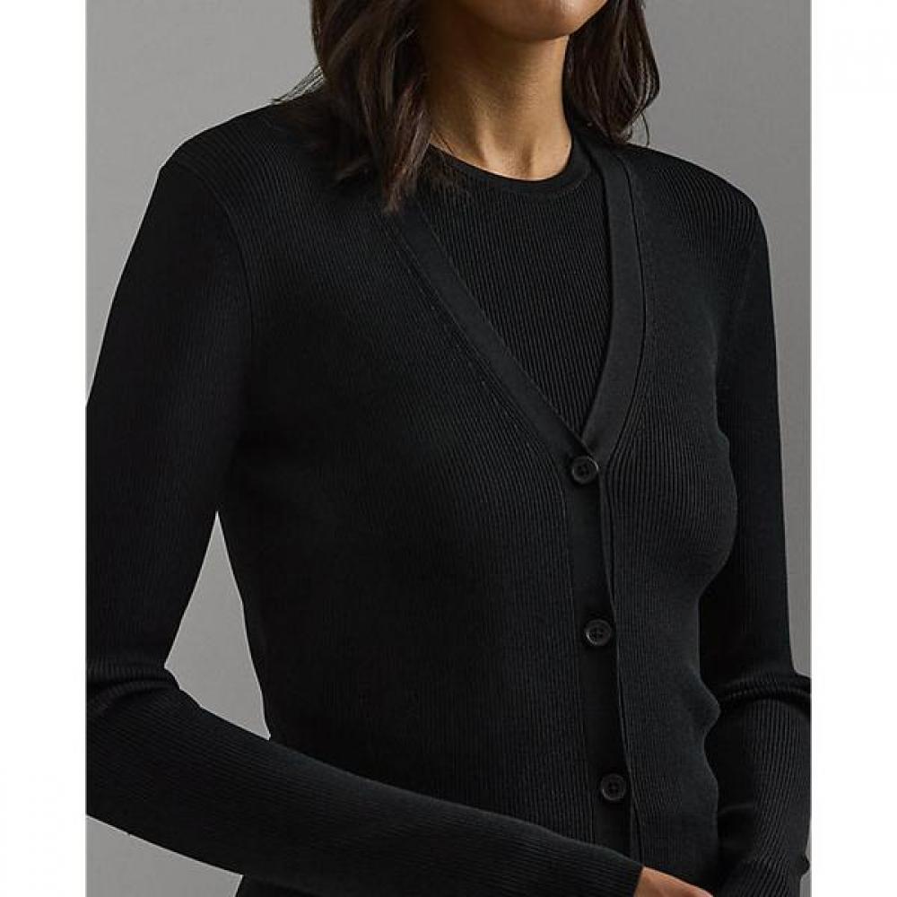 Lauren Ralph Lauren Rib V Neck Cardigan  Wmlrswes6820645001 