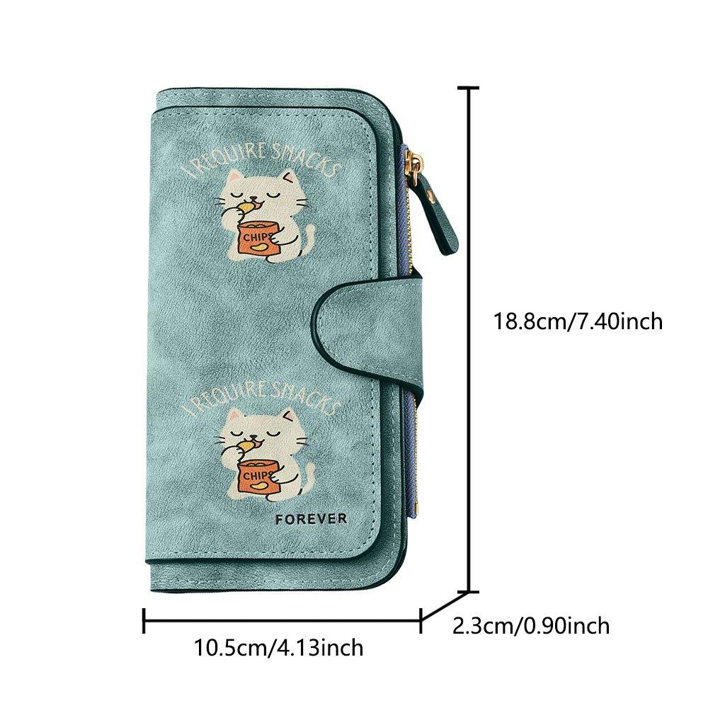 Cat Eating Potato Chips Long Zipper Wallet, Large Capacity Card Holder, Unisex Clutch Bag, Fashionable Zipper Coin Purse, Suitable for Daily Use, A