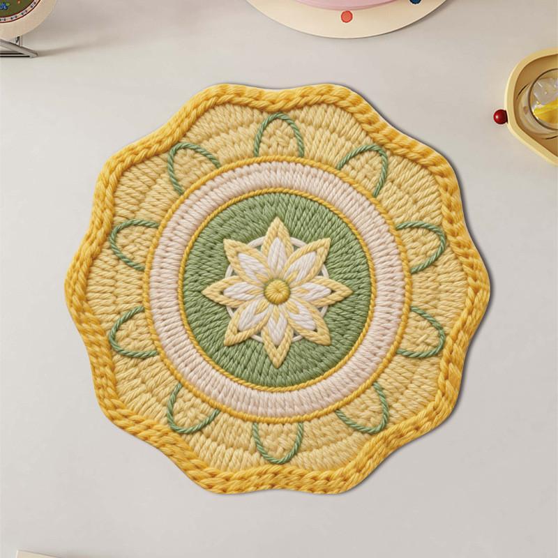 Bohemia Mandala Table Mat With 3d Textured Rubber Heat Resistant Non Slip For Dining Decor
