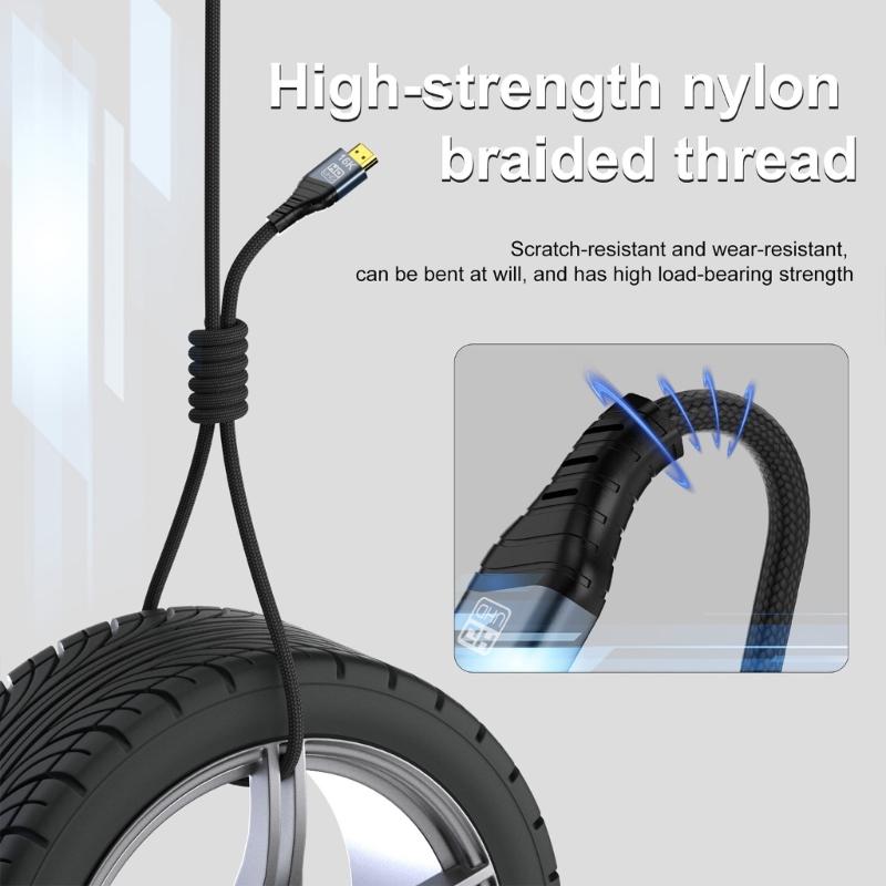 16K HDTV 2.2 Cable HDTV Cord Support 16K@60Hz Video Connection Braided Cable for TV PC Projectors Consoles Accessories