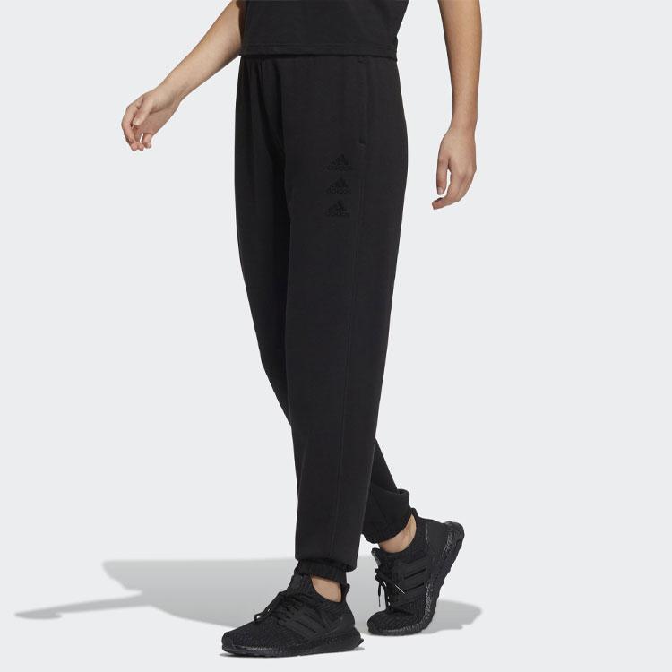 Adidas Solid Color Logo Jogger Sport Pants Women Bottoms Black HM7447