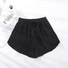 Women's Elastic Waist Wide Leg Shorts Loose Fit Sweatshorts Waffle Knit Medium Stretch Solid Color Summer Casual Loungewear Shorts