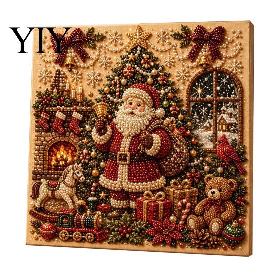 Detailed Resin Faux Diamond Kit Christmas Pearl Art Kit, 20x20cm Xmas Painting DIY Sparkling 3D Craft for Adults, Festive Wall Decor Unique