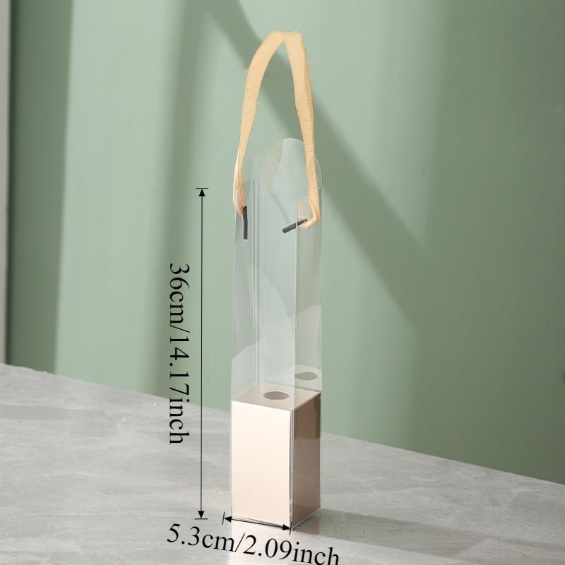 5er-Set Tragbare Klare Plastik-Blumenkästen Transparente Handheld-Rosen-Geschenkbox für Blumenstraußverpackung Kleine Florale DIY-Hülle Taschen