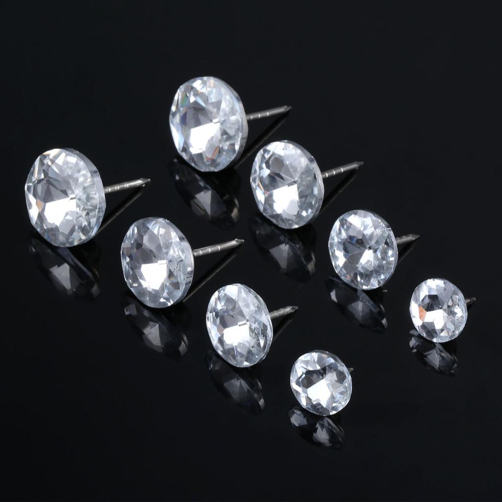 DRELD 10Pcs Diamond Crystal Upholstery Nails Buttons Tacks Studs Pins 14/16/18/22mm Sofa Wall Decoration Furniture Accessory